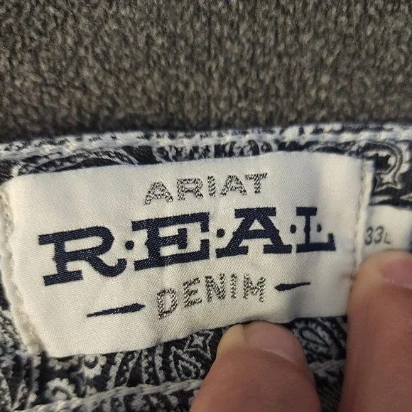 Ariat REAL‎ MR Straight Ivy Dresden Denim Jeans Women's Size 33L Frayed - Picture 9 of 13